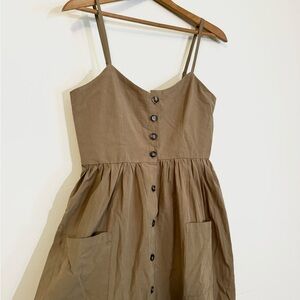 Army Green Cotton Dress - M